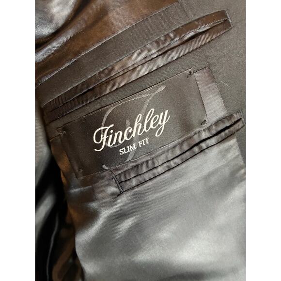 Men’s Suit 42 Slim 35 Short Black Finchley Basic Classic Black Set Funeral Job - Picture 4 of 14